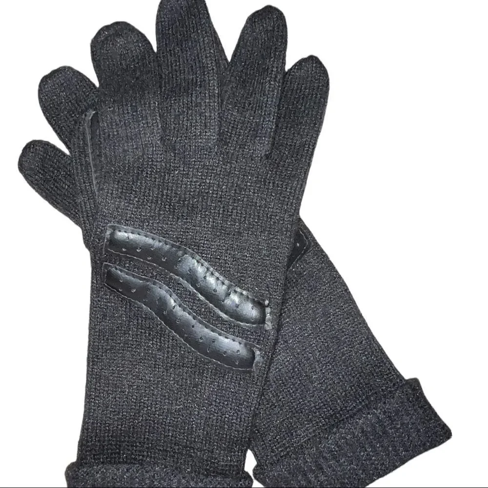 Legs brand vintage black stretchy leather design gloves